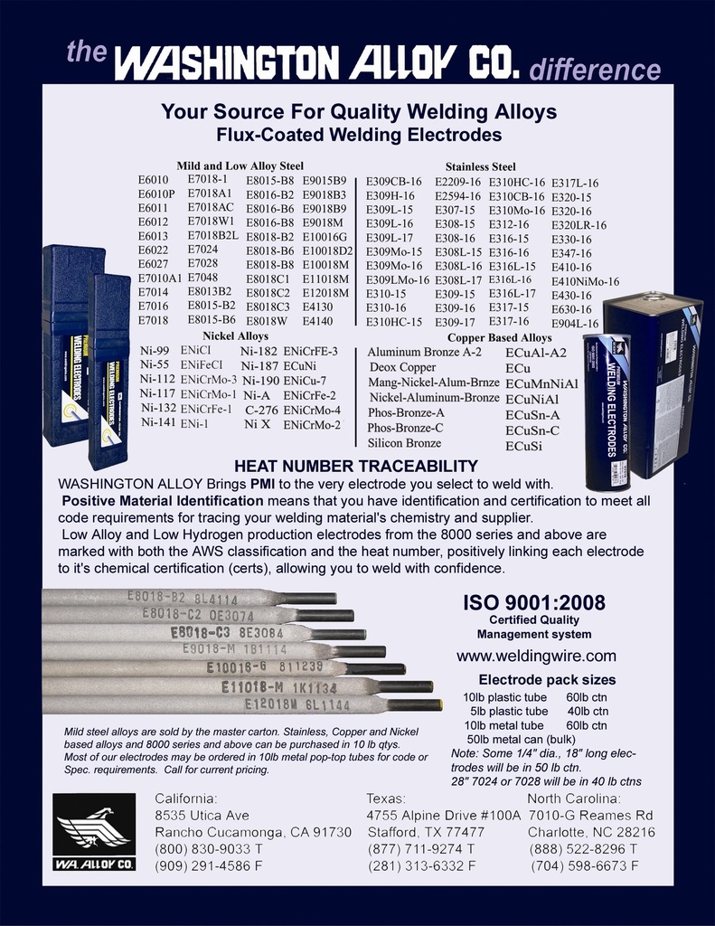 Washington Alloy E7018 Electrodes