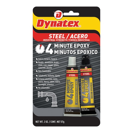 [144356] Dynatex 4 Minute Steel Epoxy - 2 x 1oz. Tubes