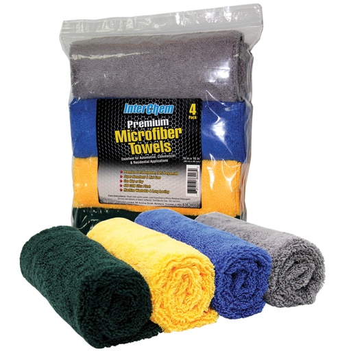 [323032] Interchem Premium Microfiber Towels 16" x 16" 400 GSM - 4 Pack
